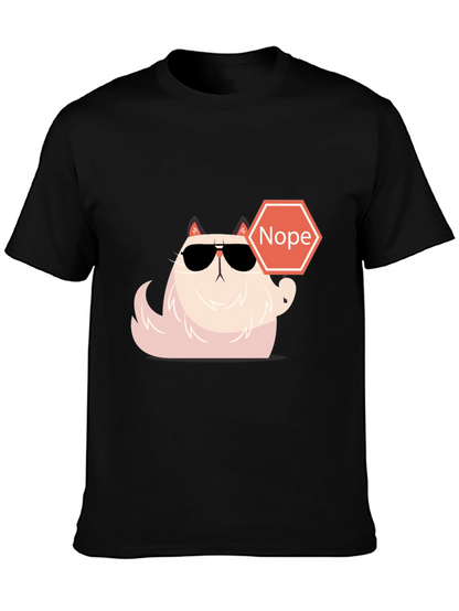 Camiseta Negra con Gato Nope - Estilo Divertido