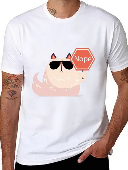 Camiseta Negra con Gato Nope - Estilo Divertido