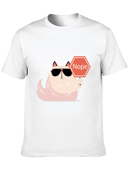 Camiseta Negra con Gato Nope - Estilo Divertido