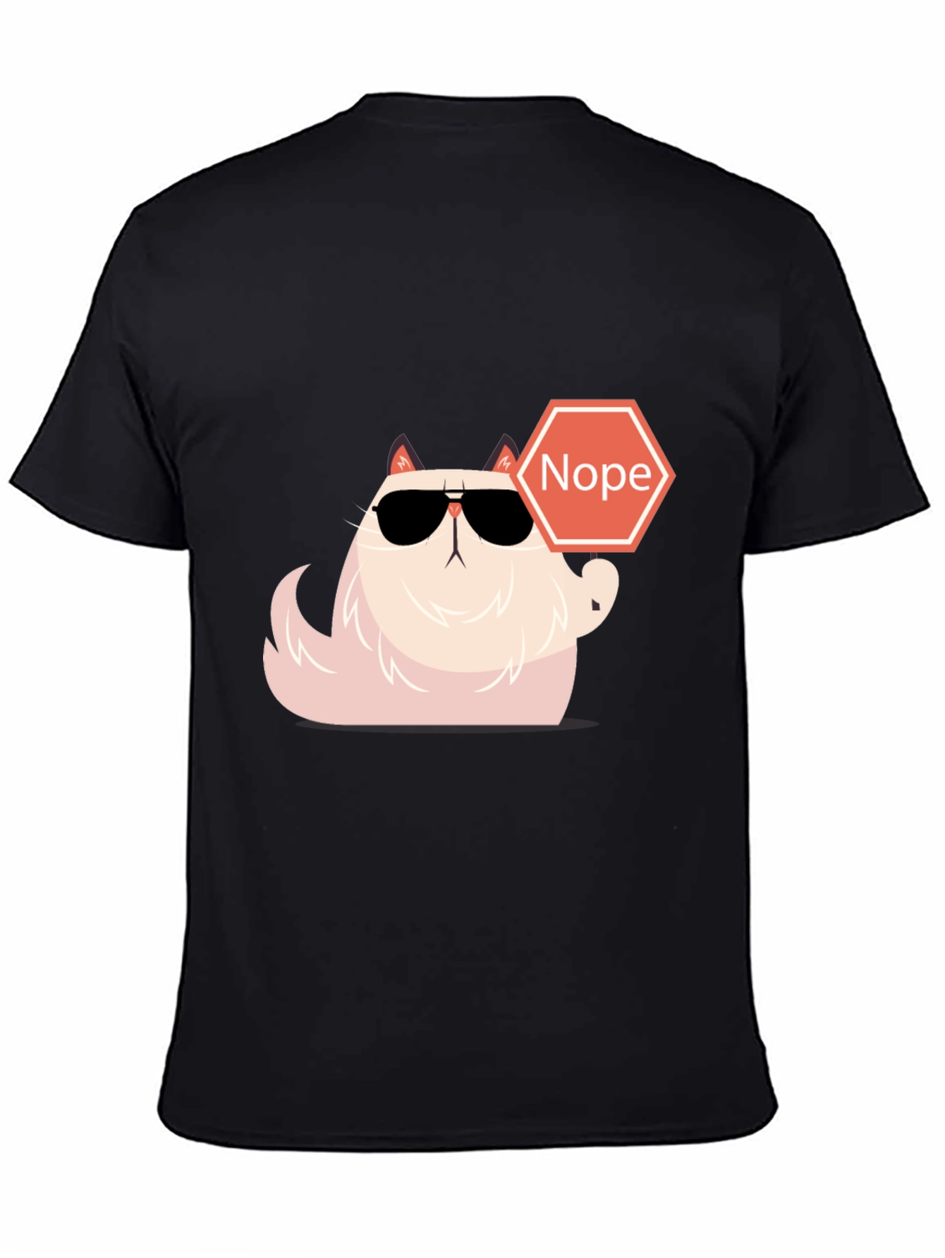 Camiseta Negra con Gato Nope - Estilo Divertido