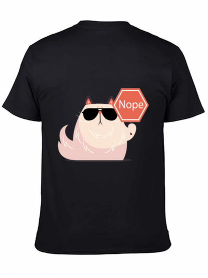 Camiseta Negra con Gato Nope - Estilo Divertido