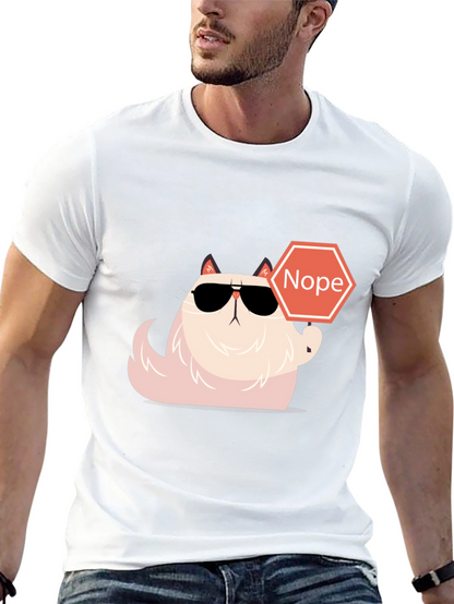 Camiseta Negra con Gato Nope - Estilo Divertido