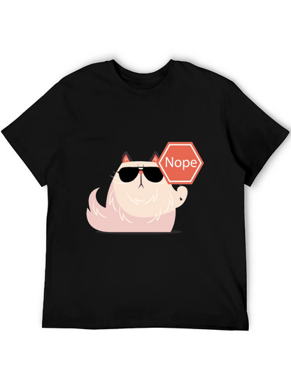 Camiseta Negra con Gato Nope - Estilo Divertido