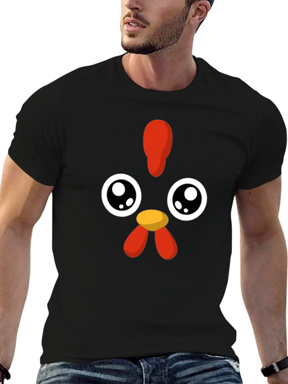 Camiseta Negra con Diseño de Pollo Kawaii