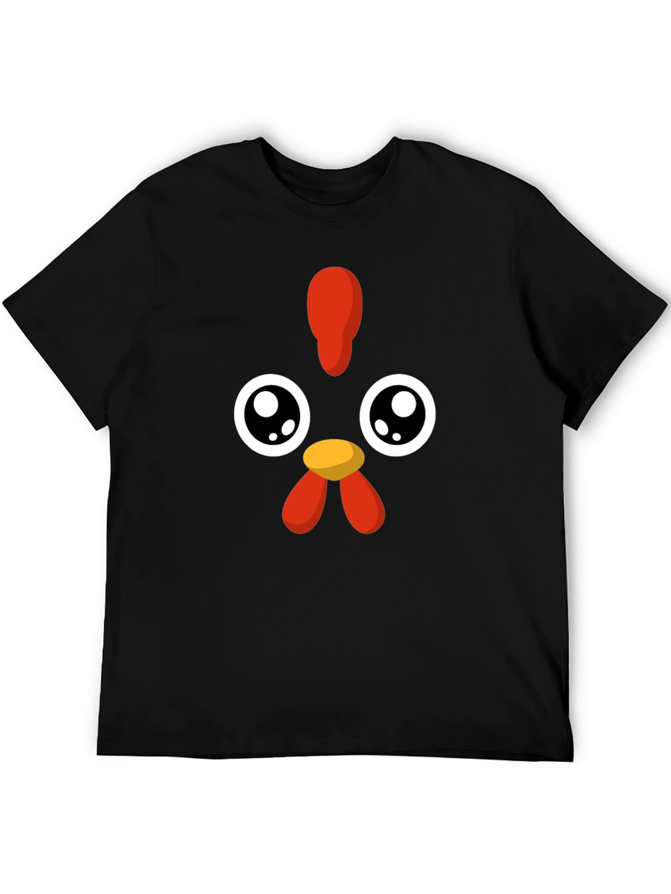 Camiseta Negra con Diseño de Pollo Kawaii