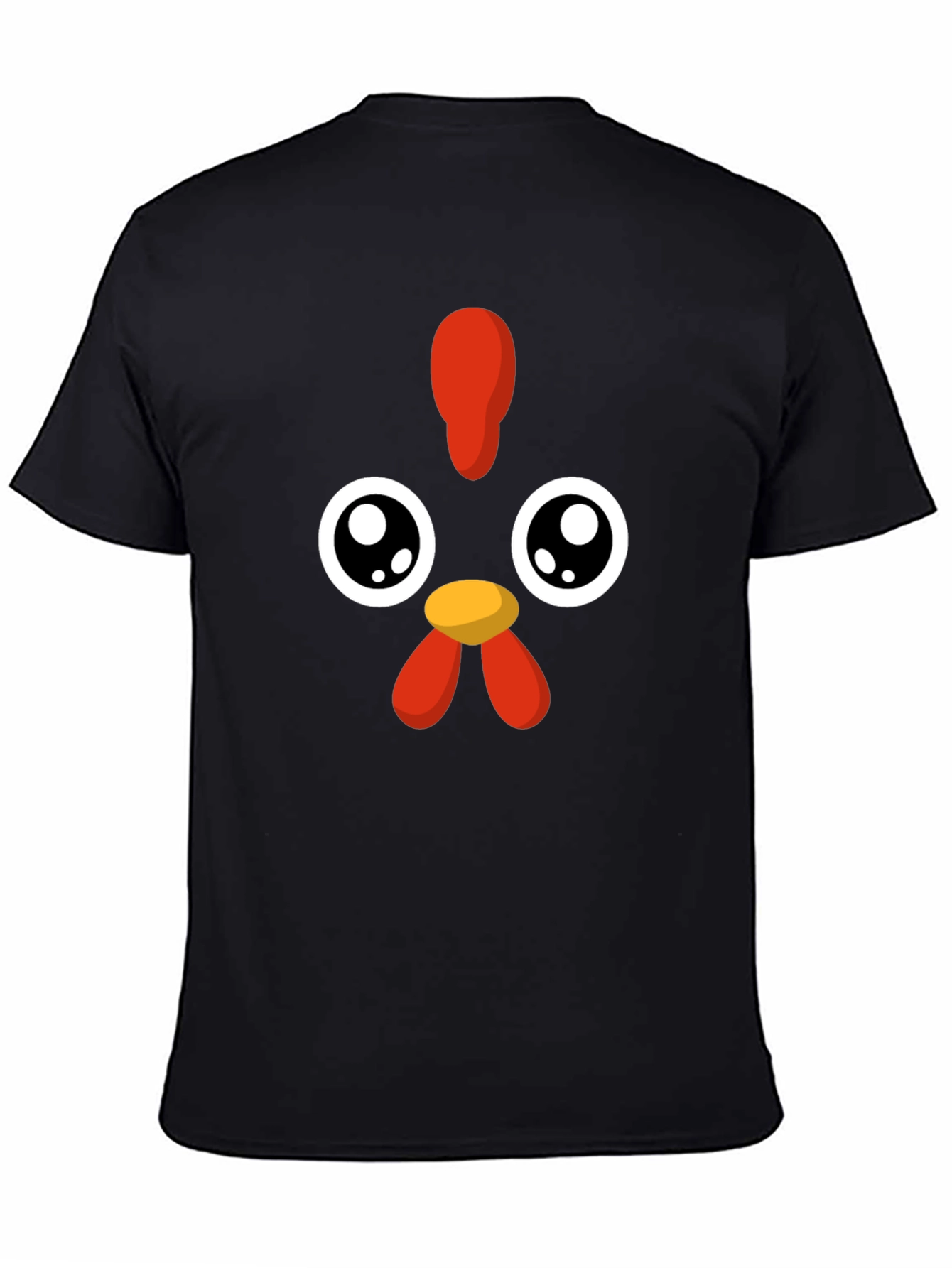 Camiseta Negra con Diseño de Pollo Kawaii