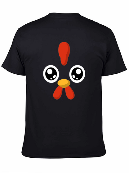 Camiseta Negra con Diseño de Pollo Kawaii