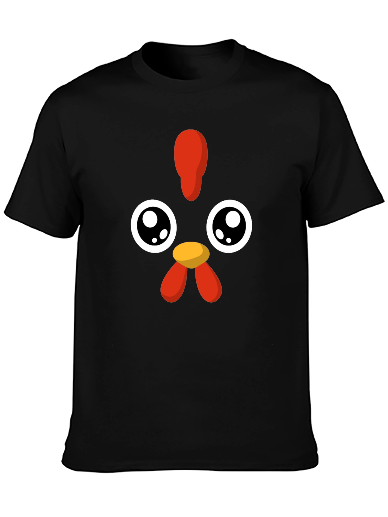 Camiseta Negra con Diseño de Pollo Kawaii