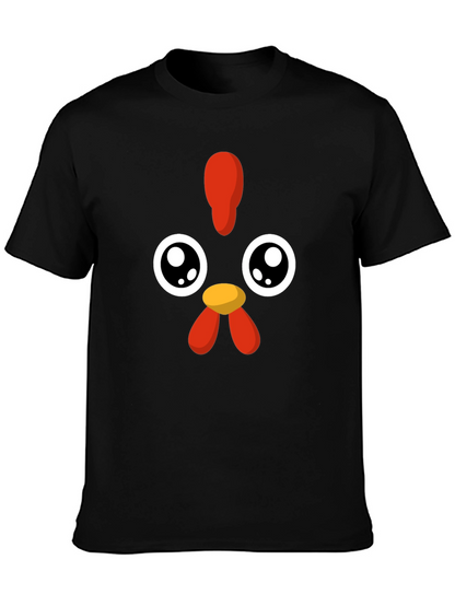 Camiseta Negra con Diseño de Pollo Kawaii