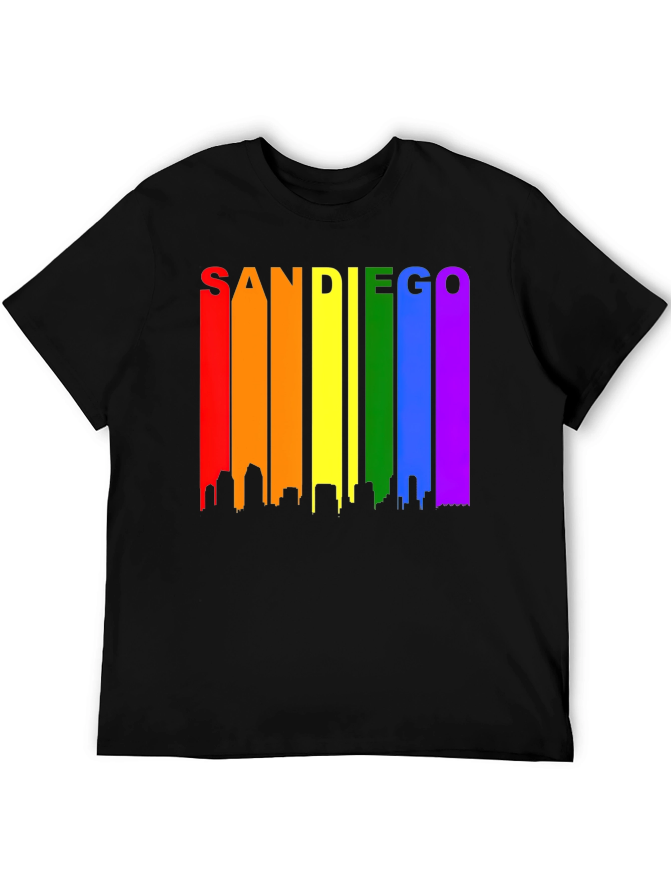 Camiseta Negra San Diego Skyline LGBT