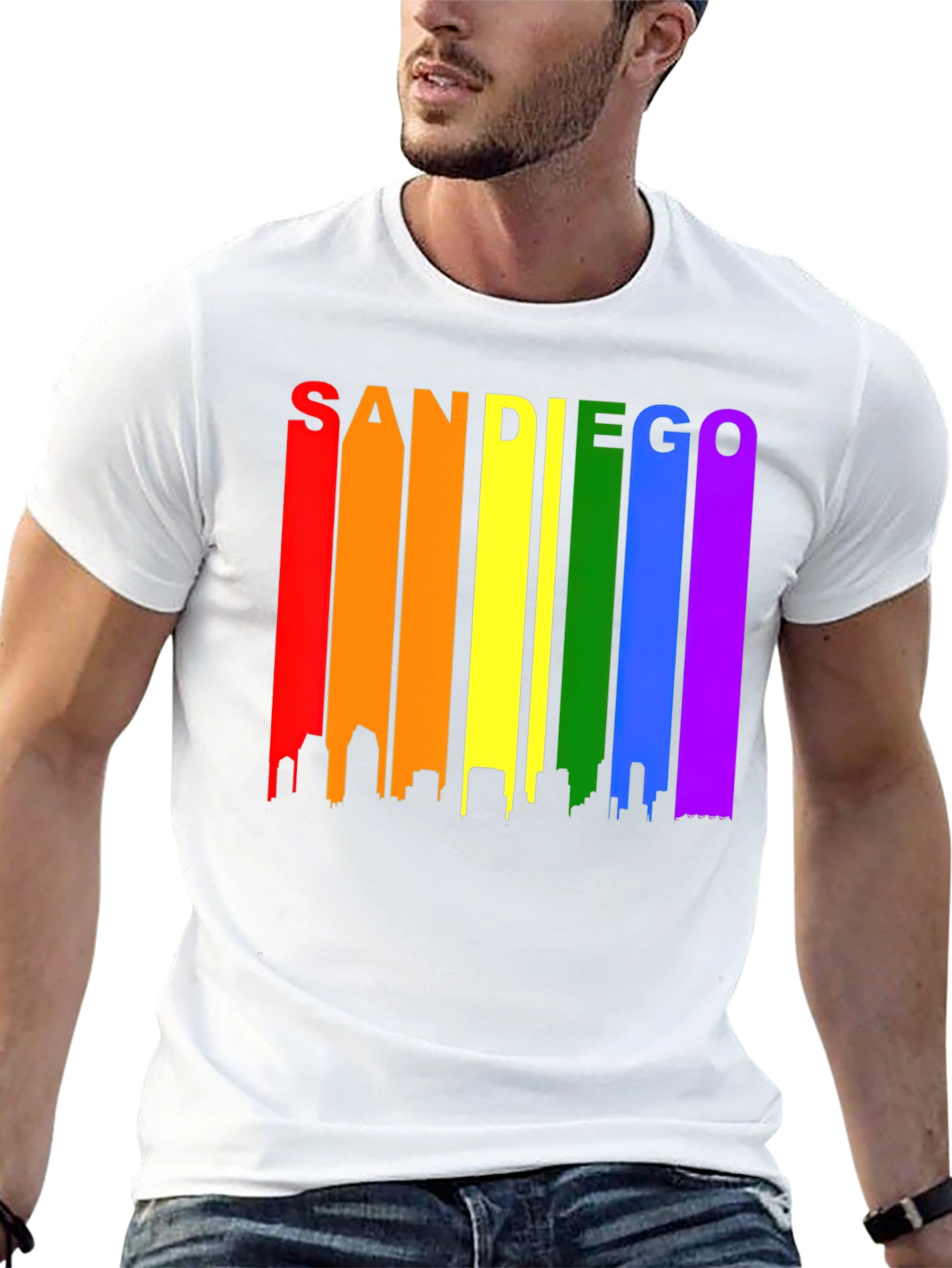 Camiseta Negra San Diego Skyline LGBT