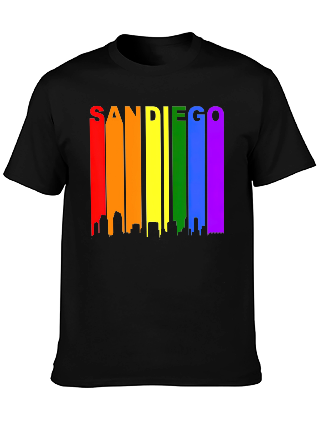 Camiseta Negra San Diego Skyline LGBT