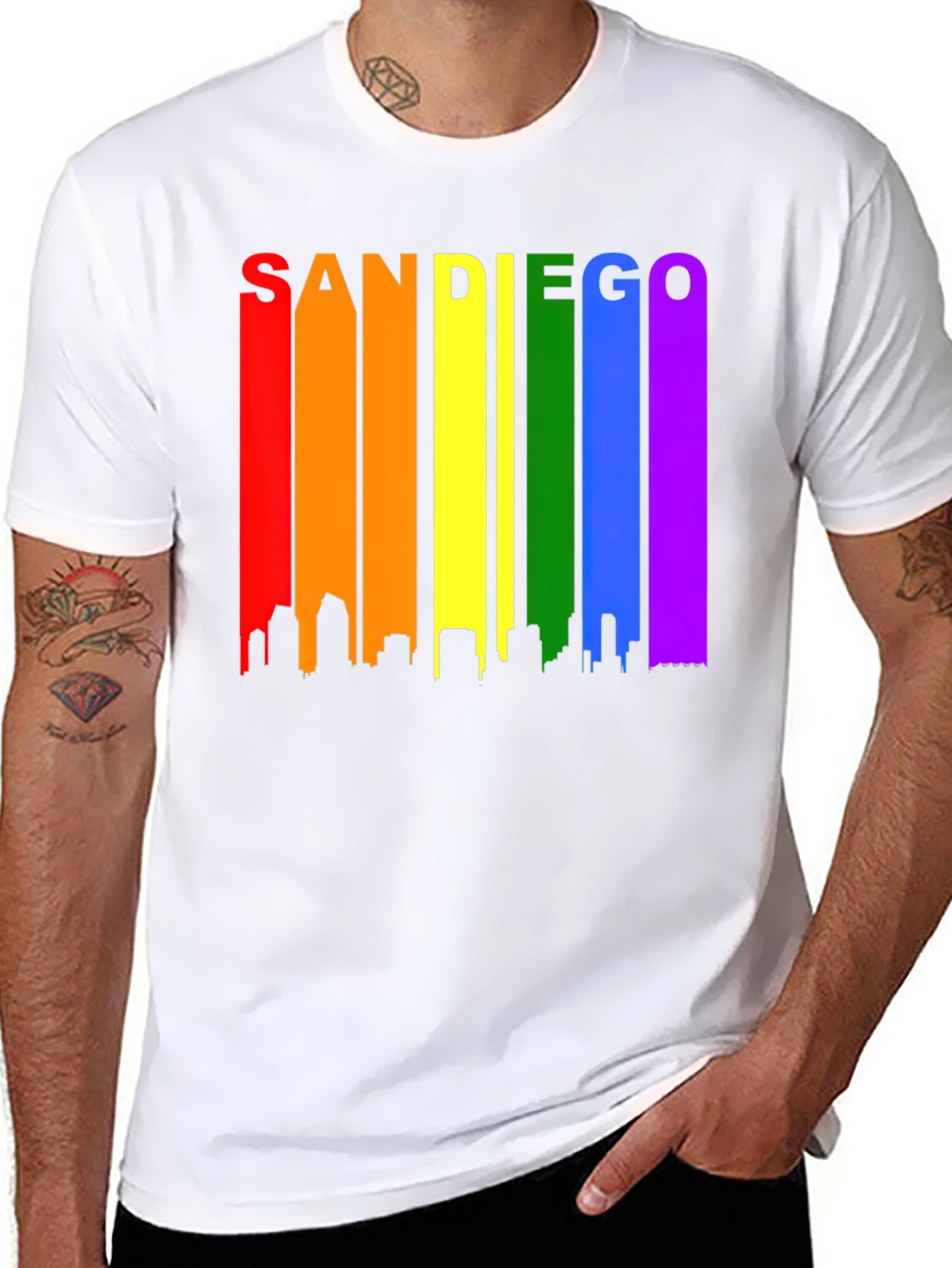 Camiseta Negra San Diego Skyline LGBT