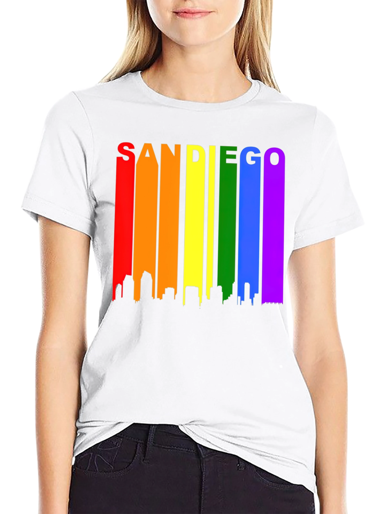 Camiseta Negra San Diego Skyline LGBT