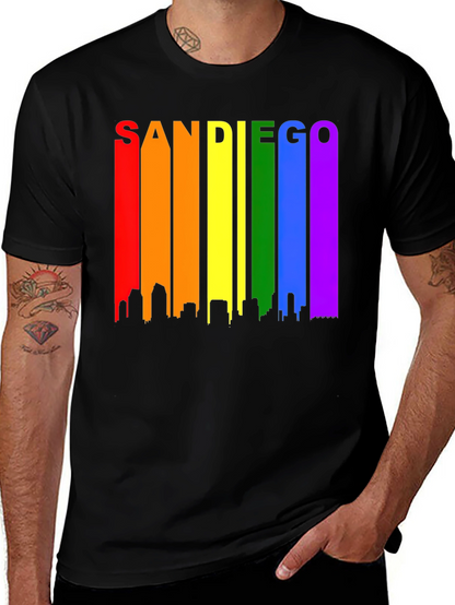 Camiseta Negra San Diego Skyline LGBT