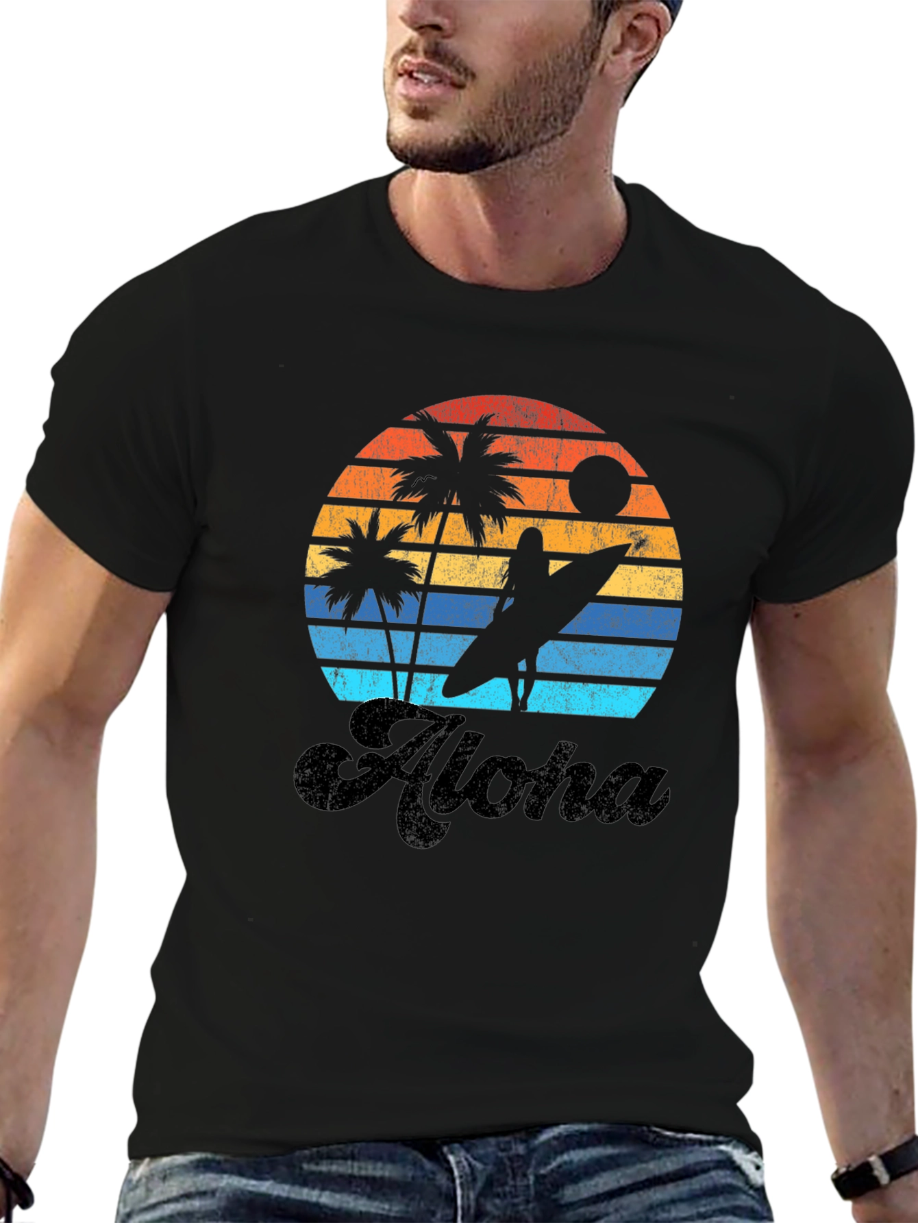 Camiseta Aloha Sunset Surf para Hombre