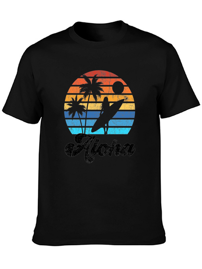 Camiseta Aloha Sunset Surf para Hombre