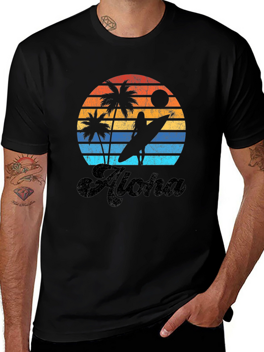 Camiseta Aloha Sunset Surf para Hombre