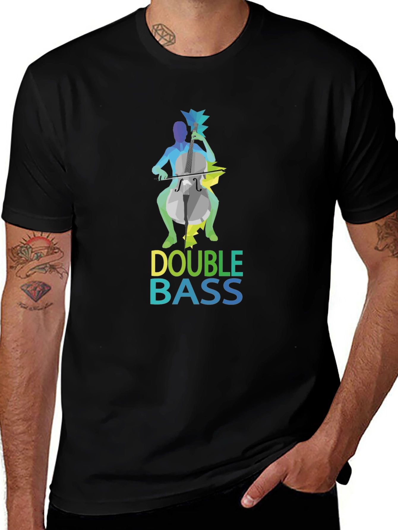 Camiseta Negra Hombre Diseño Double Bass