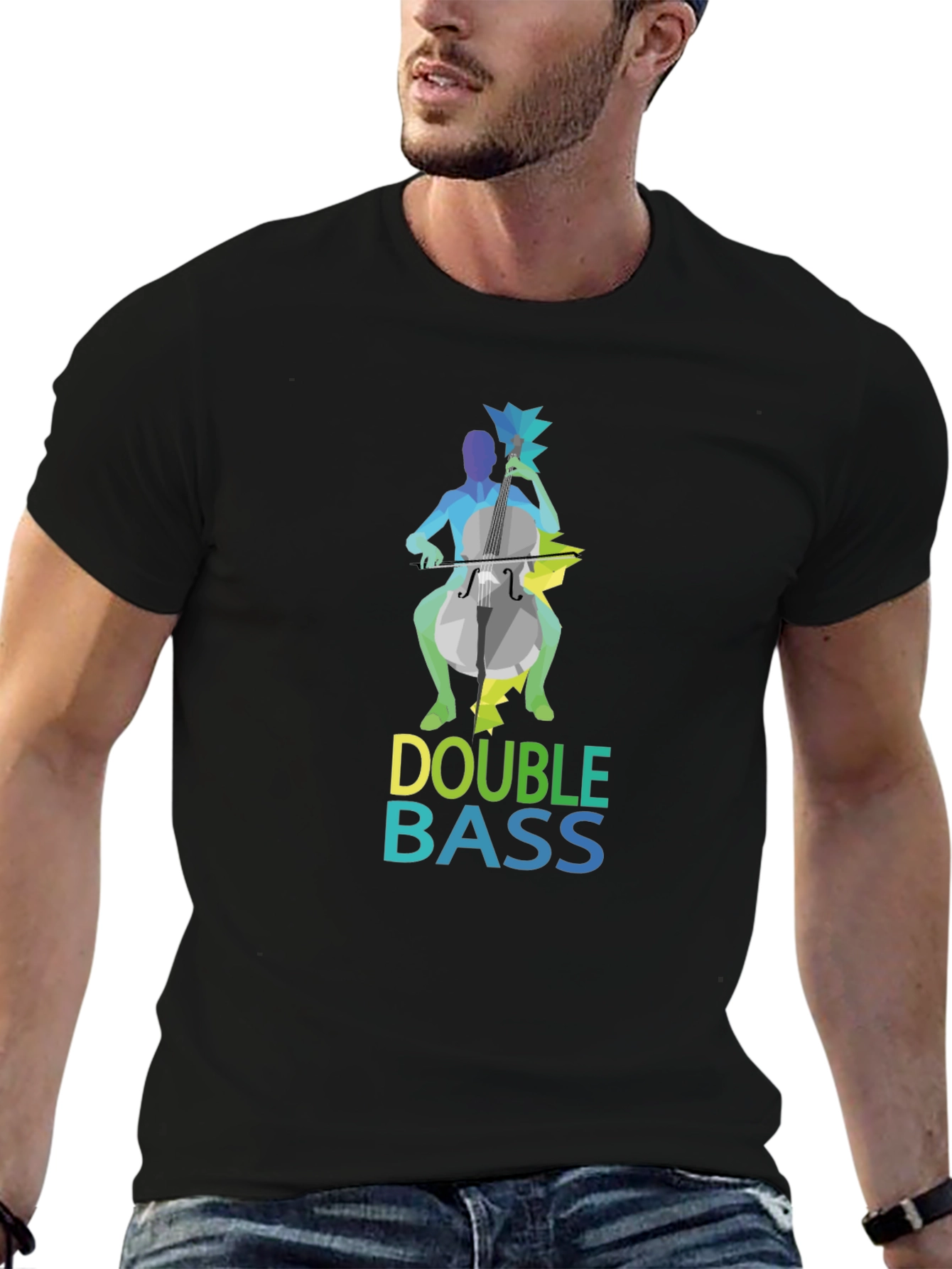 Camiseta Negra Hombre Diseño Double Bass