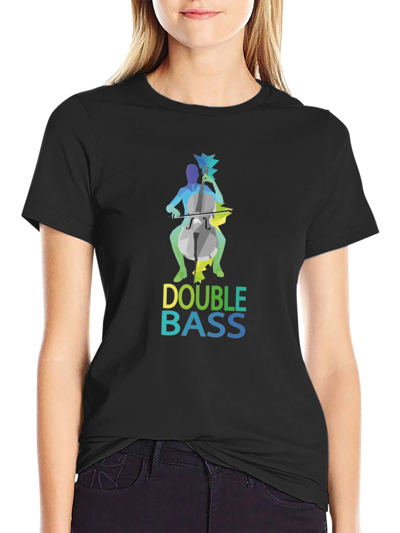 Camiseta Negra Hombre Diseño Double Bass