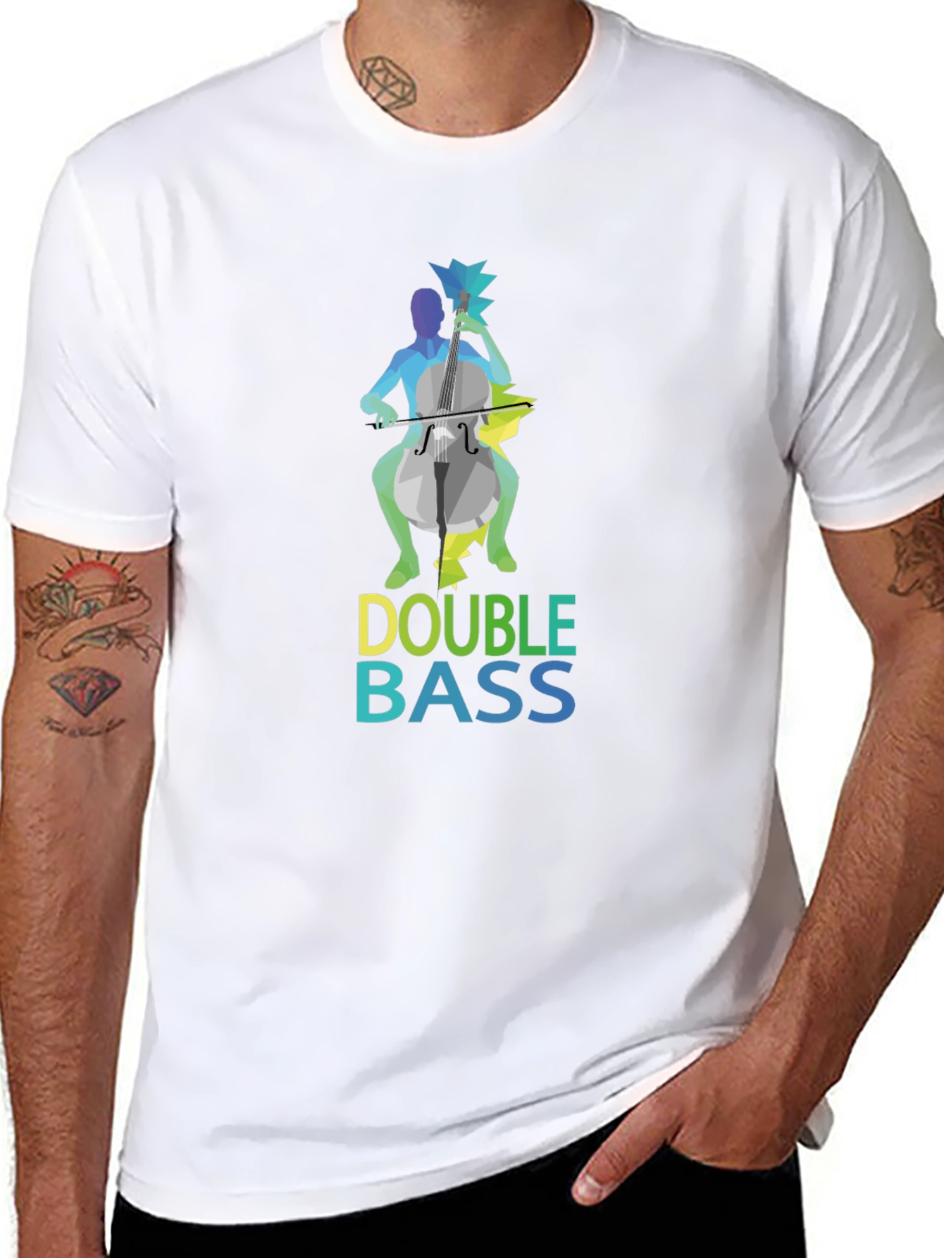 Camiseta Negra Hombre Diseño Double Bass