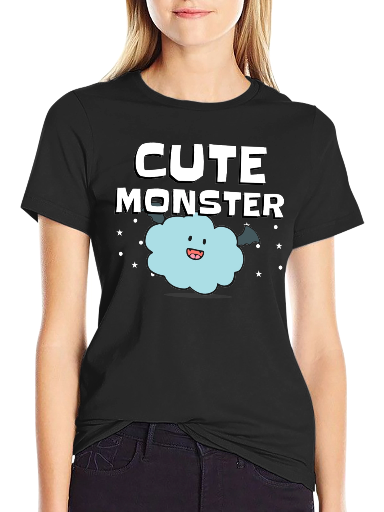 Camiseta Negra: Monstruo Adorable