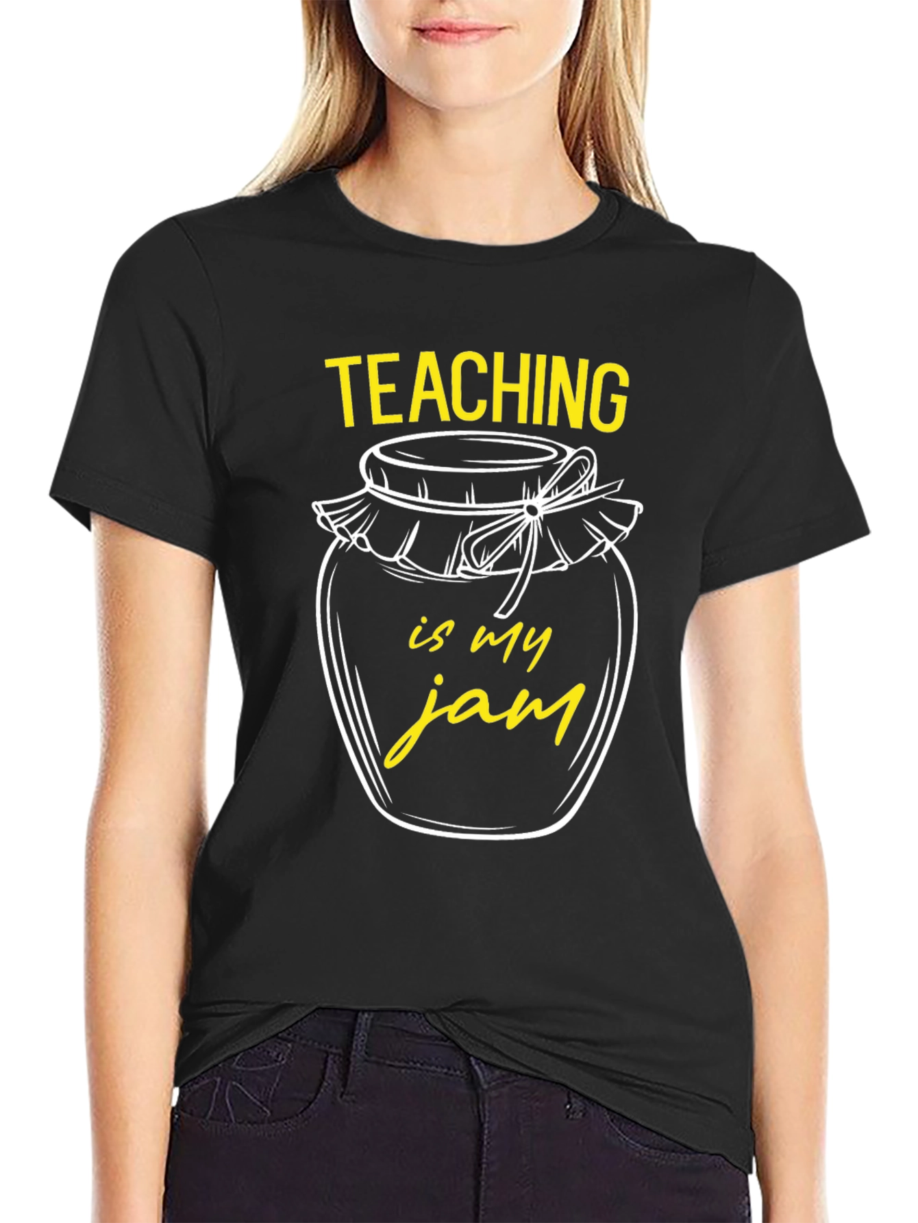 Camiseta Negra Teaching is my jam para Profesor