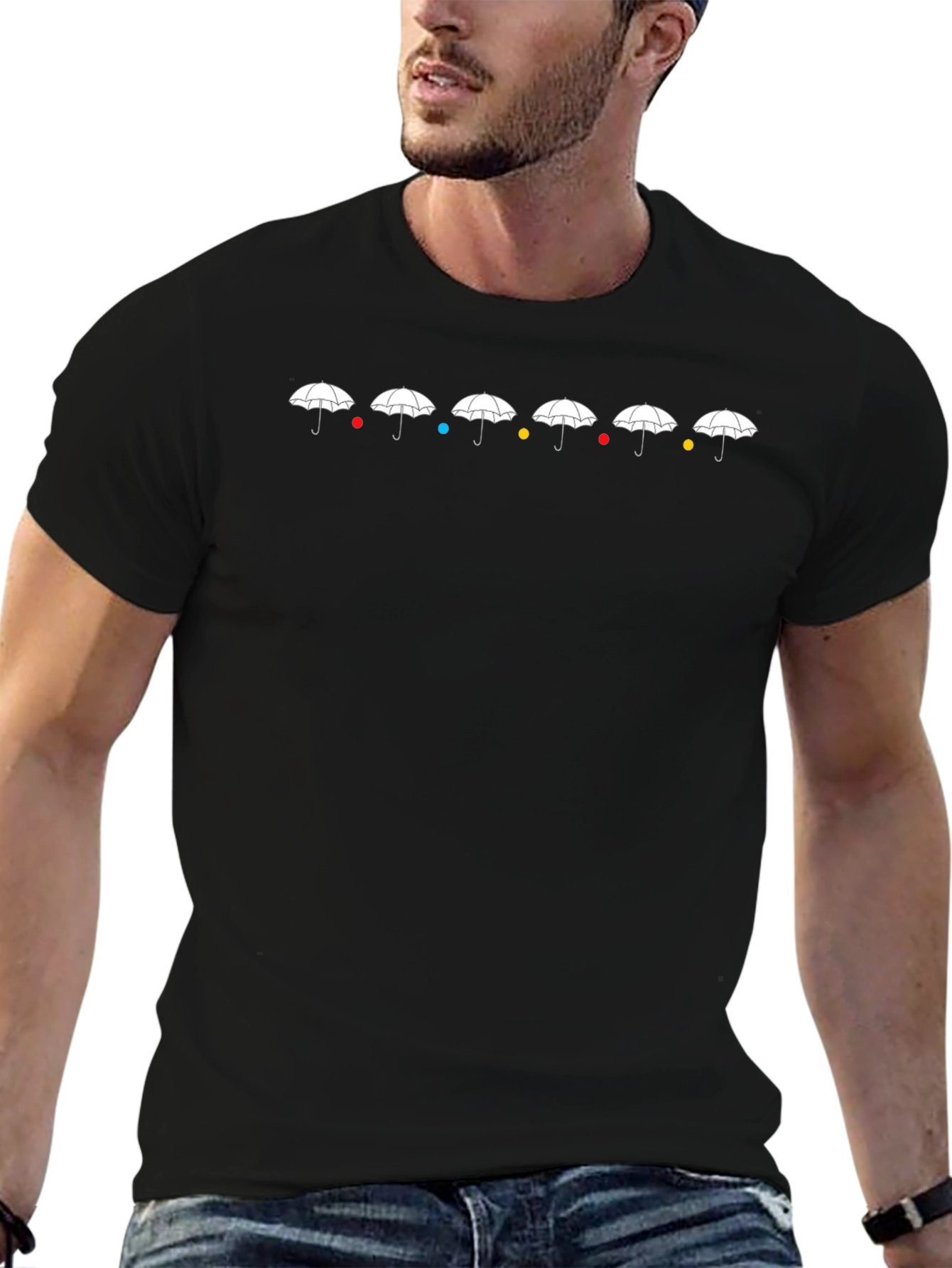 Camiseta Negra Friends Umbrellas