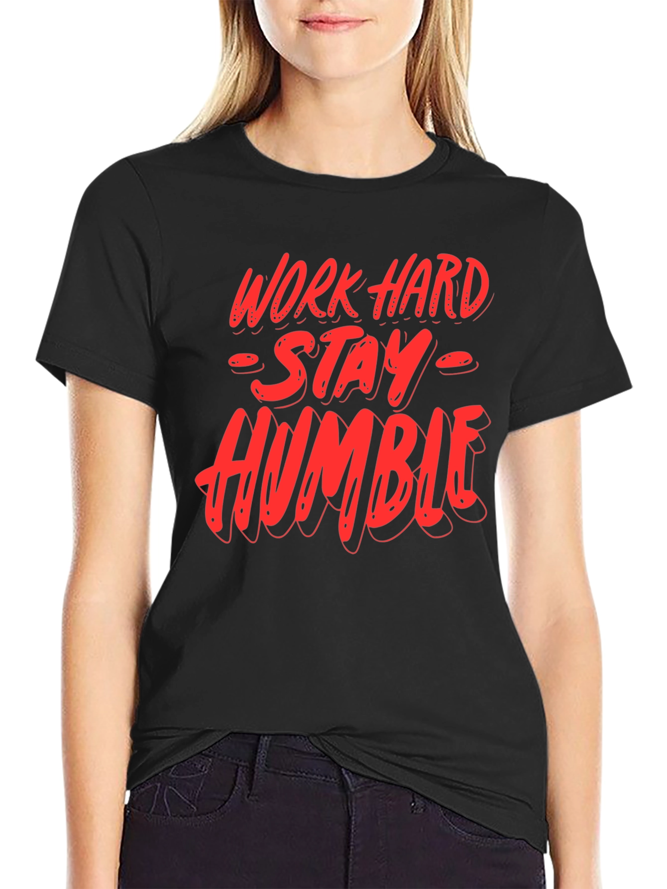Camiseta Negra: Trabaja Duro Sé Humilde