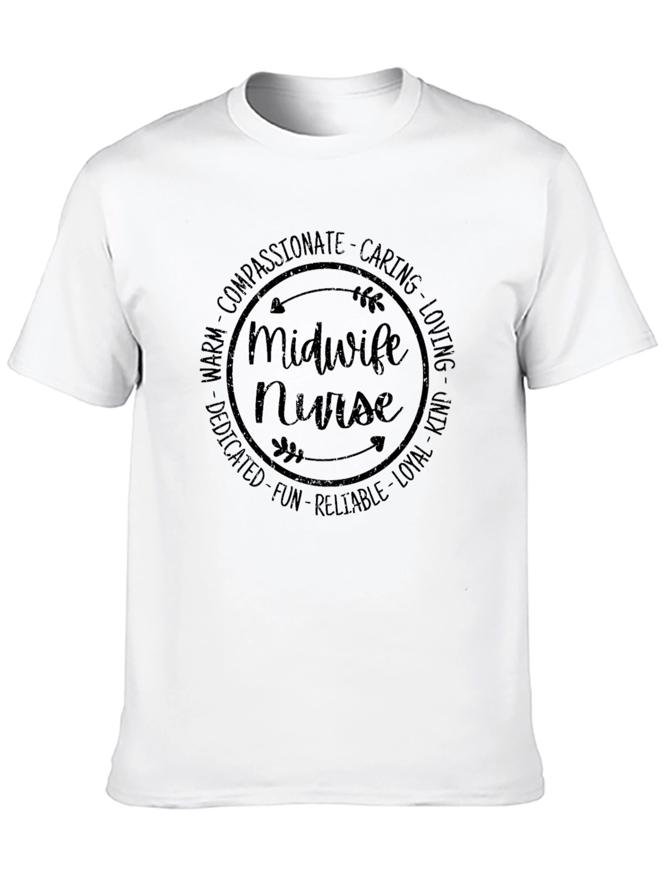 Camiseta Negra Midwife Nurse para Profesionales Sanitarias