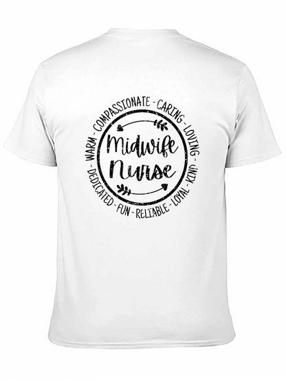 Camiseta Negra Midwife Nurse para Profesionales Sanitarias