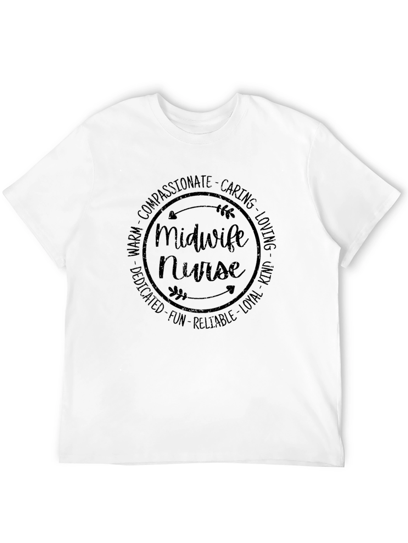 Camiseta Negra Midwife Nurse para Profesionales Sanitarias