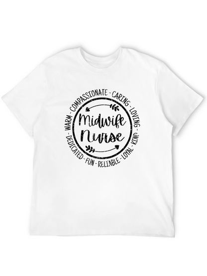 Camiseta Negra Midwife Nurse para Profesionales Sanitarias