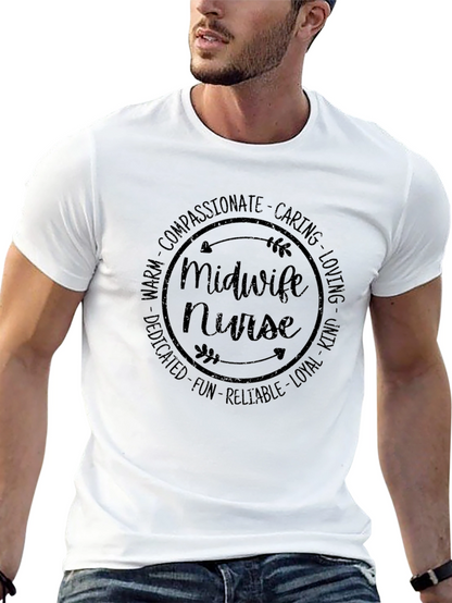 Camiseta Negra Midwife Nurse para Profesionales Sanitarias