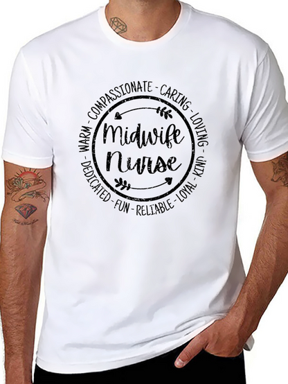 Camiseta Negra Midwife Nurse para Profesionales Sanitarias