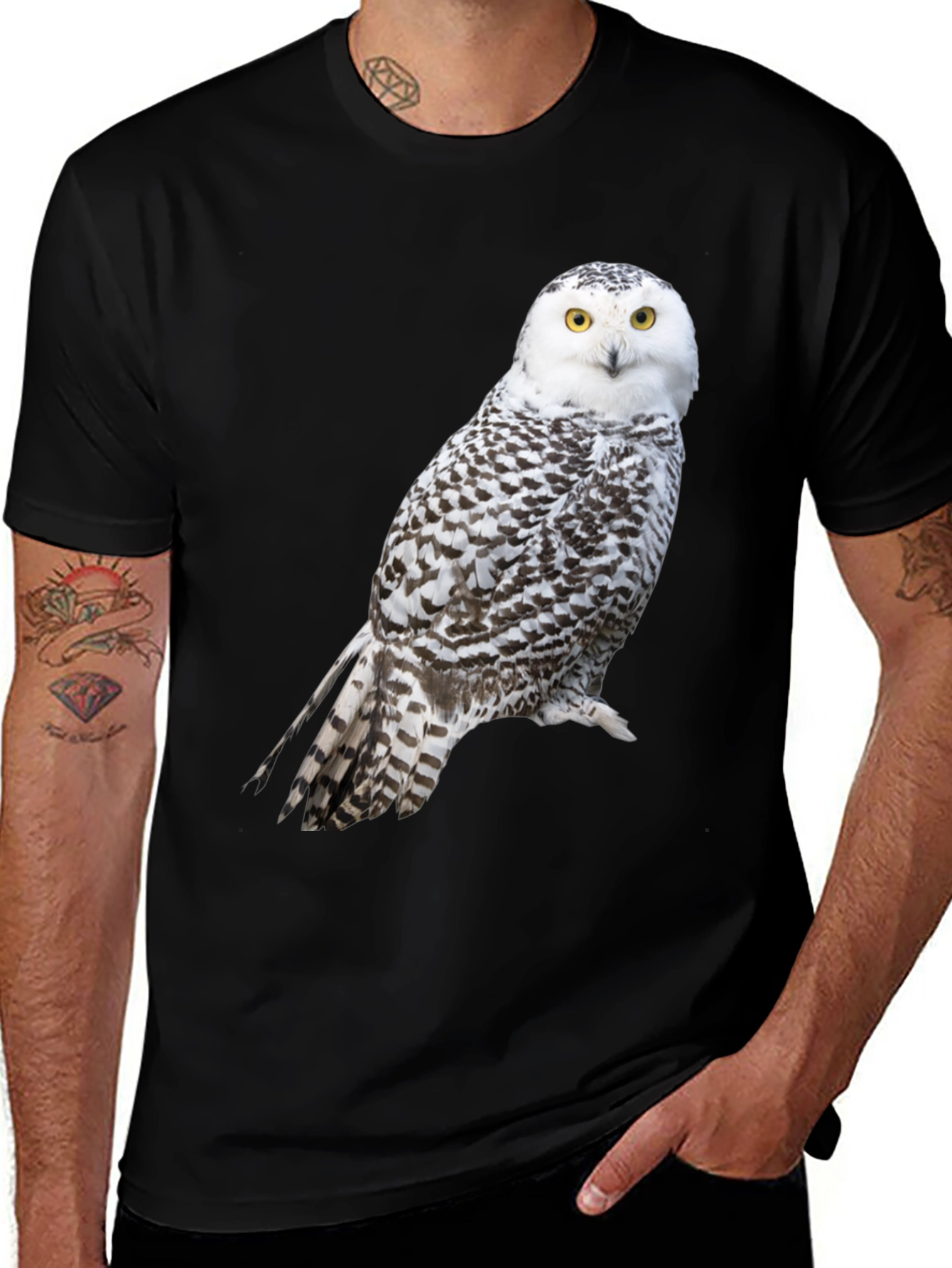 Camiseta Negra con Búho Nival para Hombre