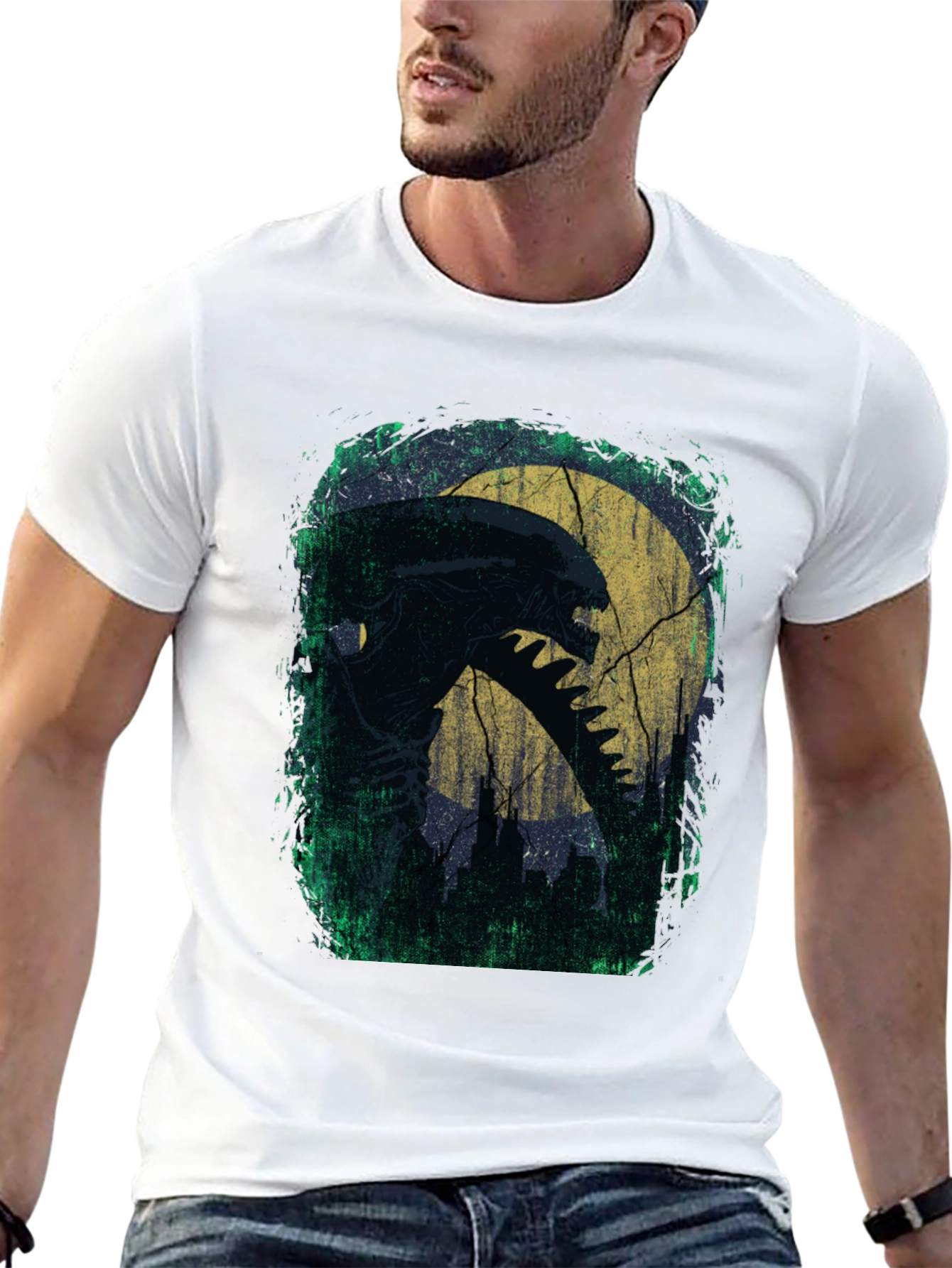 Camiseta Negra Alienígena Luna Terror