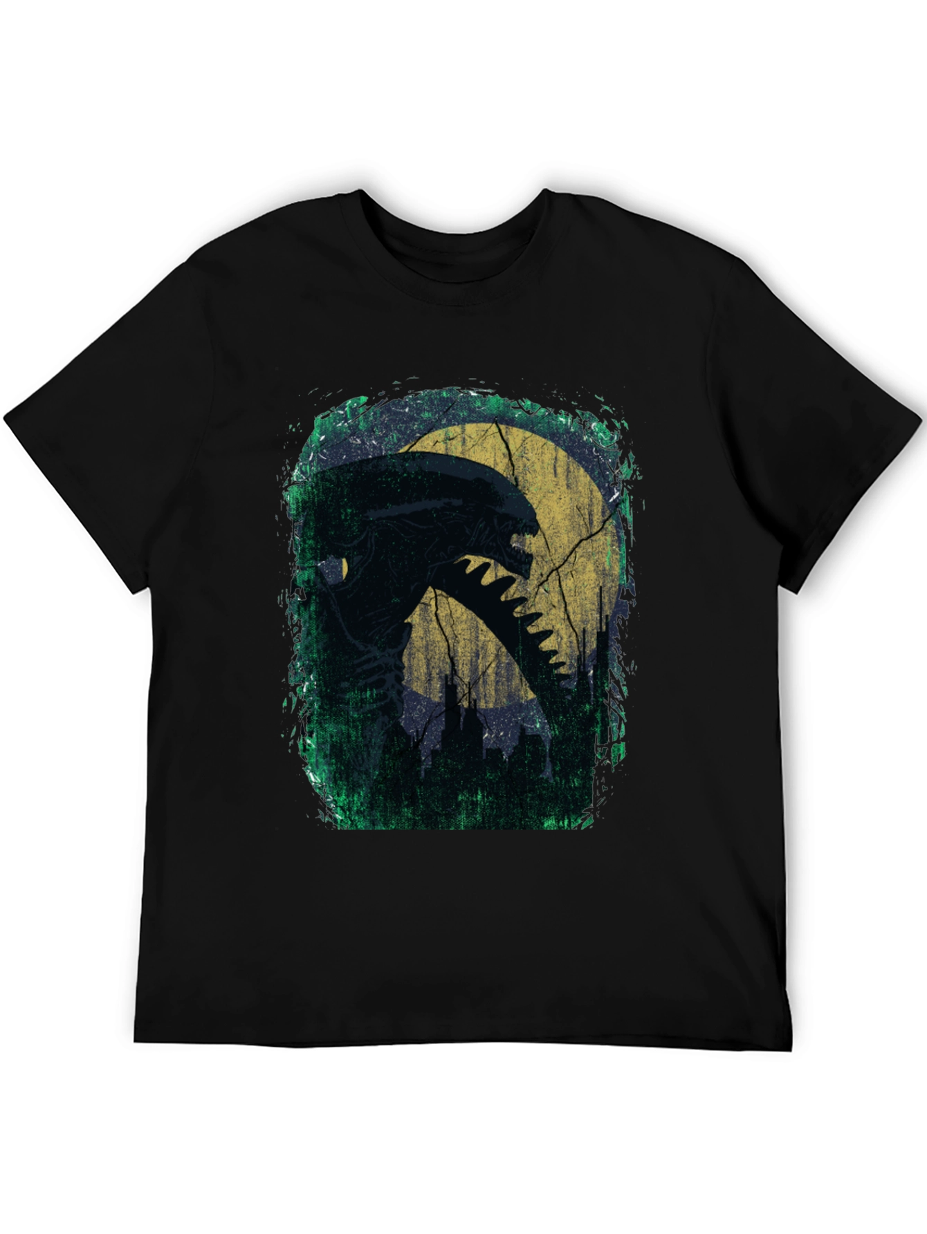 Camiseta Negra Alienígena Luna Terror