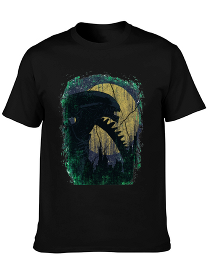 Camiseta Negra Alienígena Luna Terror