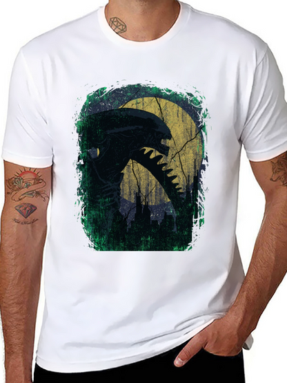 Camiseta Negra Alienígena Luna Terror
