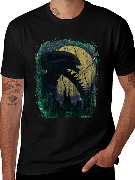 Camiseta Negra Alienígena Luna Terror