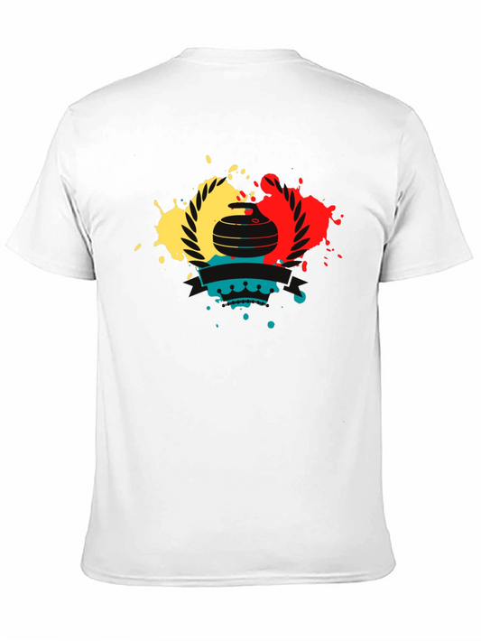 Camiseta Negra con Diseño de Curling Abstracto