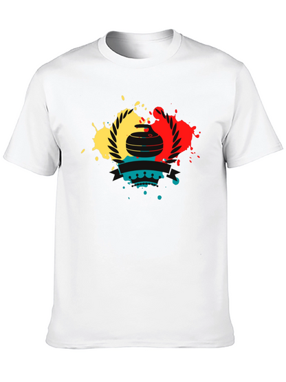 Camiseta Negra con Diseño de Curling Abstracto