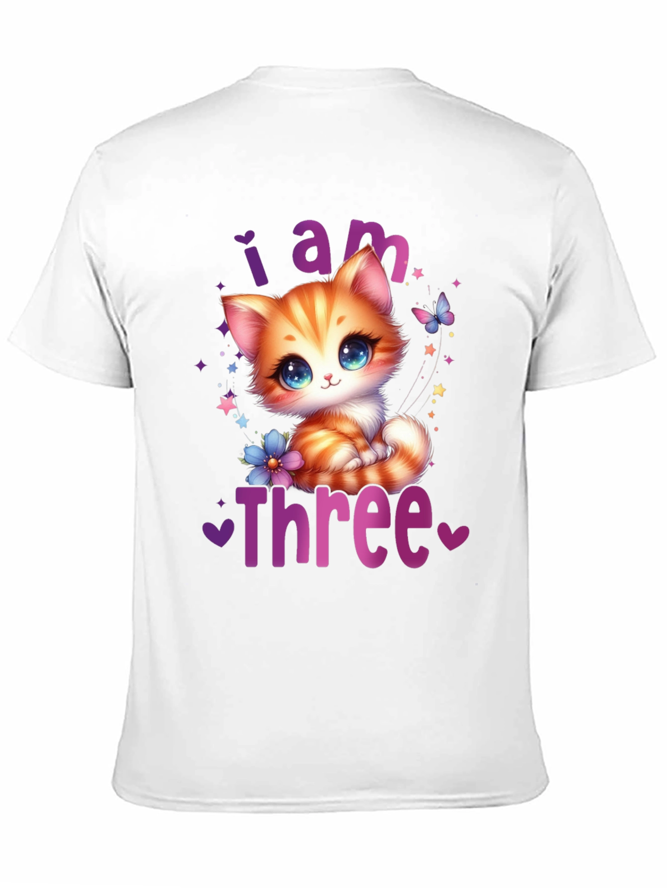Camiseta Negra Soy Tres con Gato Adorable