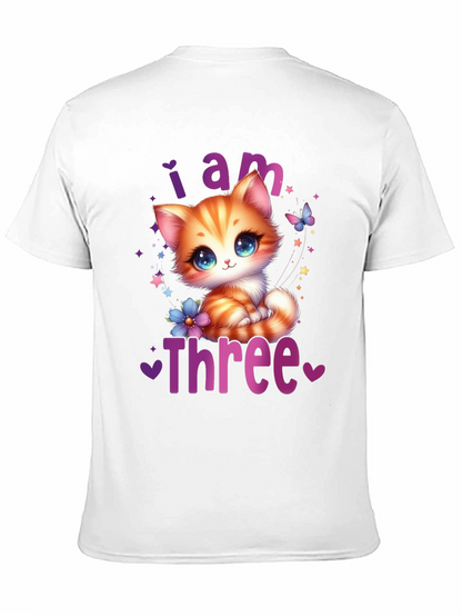Camiseta Negra Soy Tres con Gato Adorable