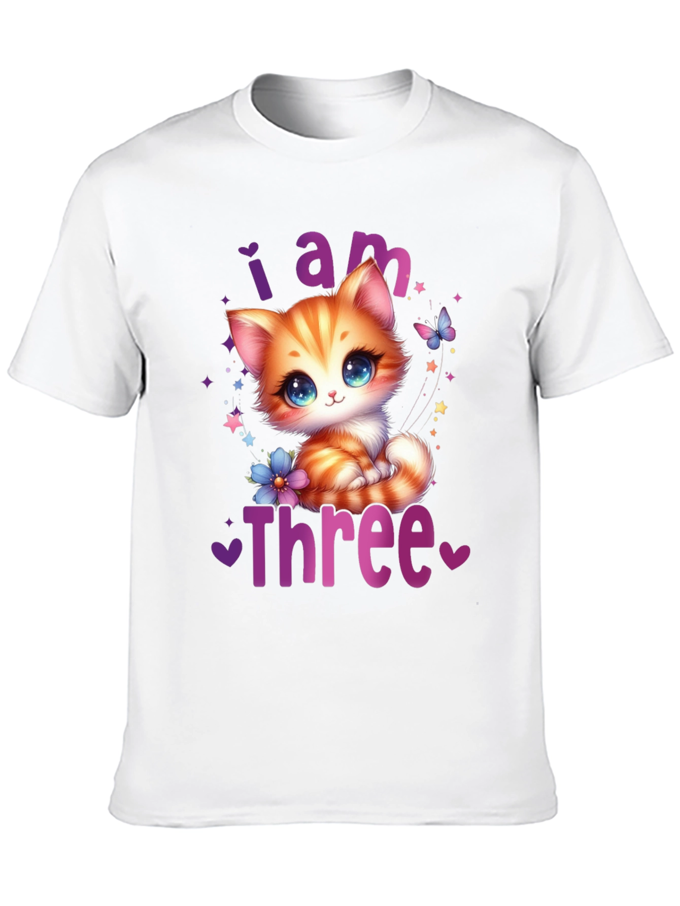 Camiseta Negra Soy Tres con Gato Adorable
