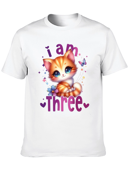 Camiseta Negra Soy Tres con Gato Adorable