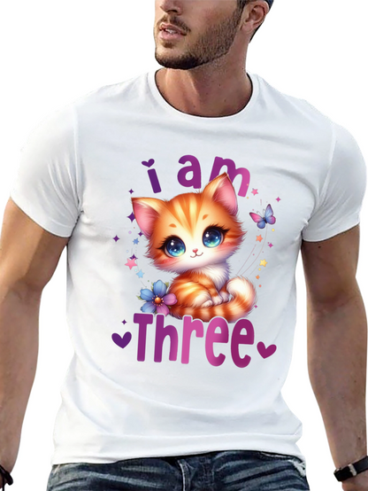 Camiseta Negra Soy Tres con Gato Adorable