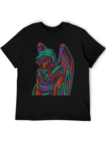 Camiseta Negra con Diseño de Cuervo Cibernético